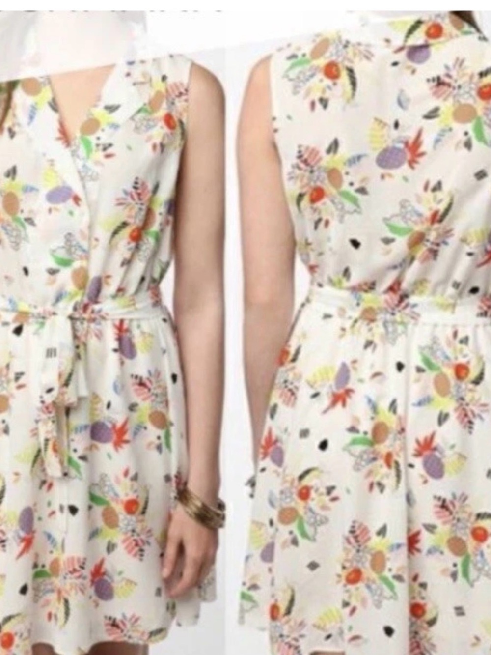 Urban Outfitters Cooperative Fruit Print Sleeveless Belted Shirt Dress Ssize XS